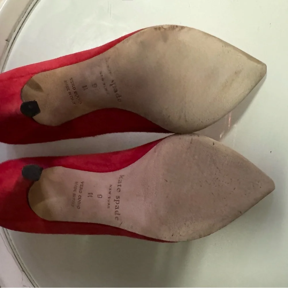 Kate Spade Vibrant Red Suede Heels Gorgeous Showstoppers!! - Picture 6 of 9
